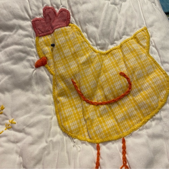 Pottery Barn Kids cotton applique gingham Alphabet Soup ABC crib baby quilt - Picture 11 of 15